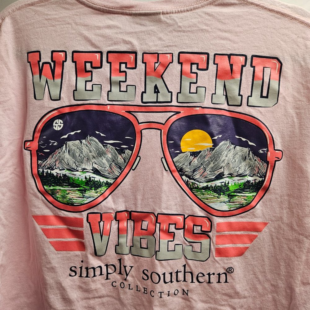 2for$30 Simply Southern XL Weekend Vibes pink mountain sunglasses summer t-shirt